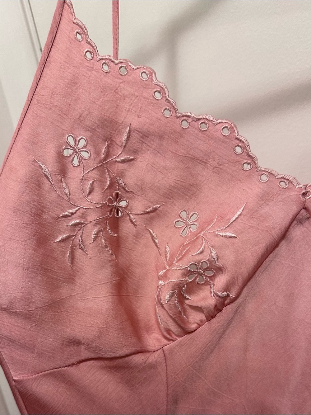 Vintage Victorias Secret Gold Label Pink Nightie Gown Maxi Slip Dress M Slit - Picture 6 of 10